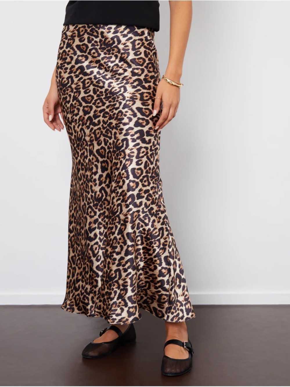 LOFT Leopard Print Satin Slip Skirt - Medium